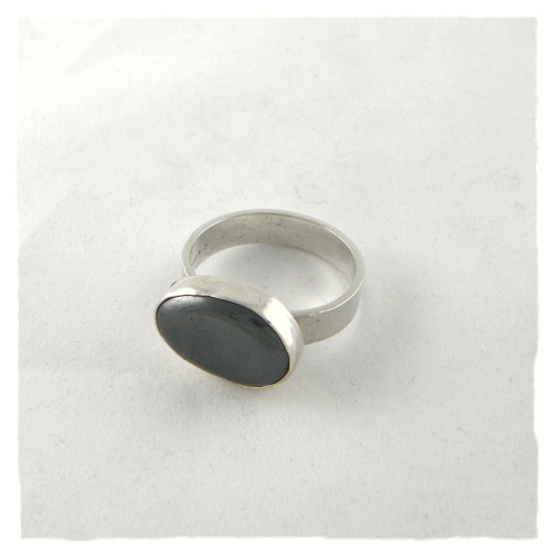 Silver haematite ring